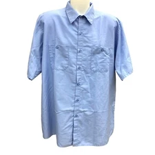 Red Kap Mens SS Shirt Blue XXL Cotton/Polyester Button-Down Collar Dual Pockets