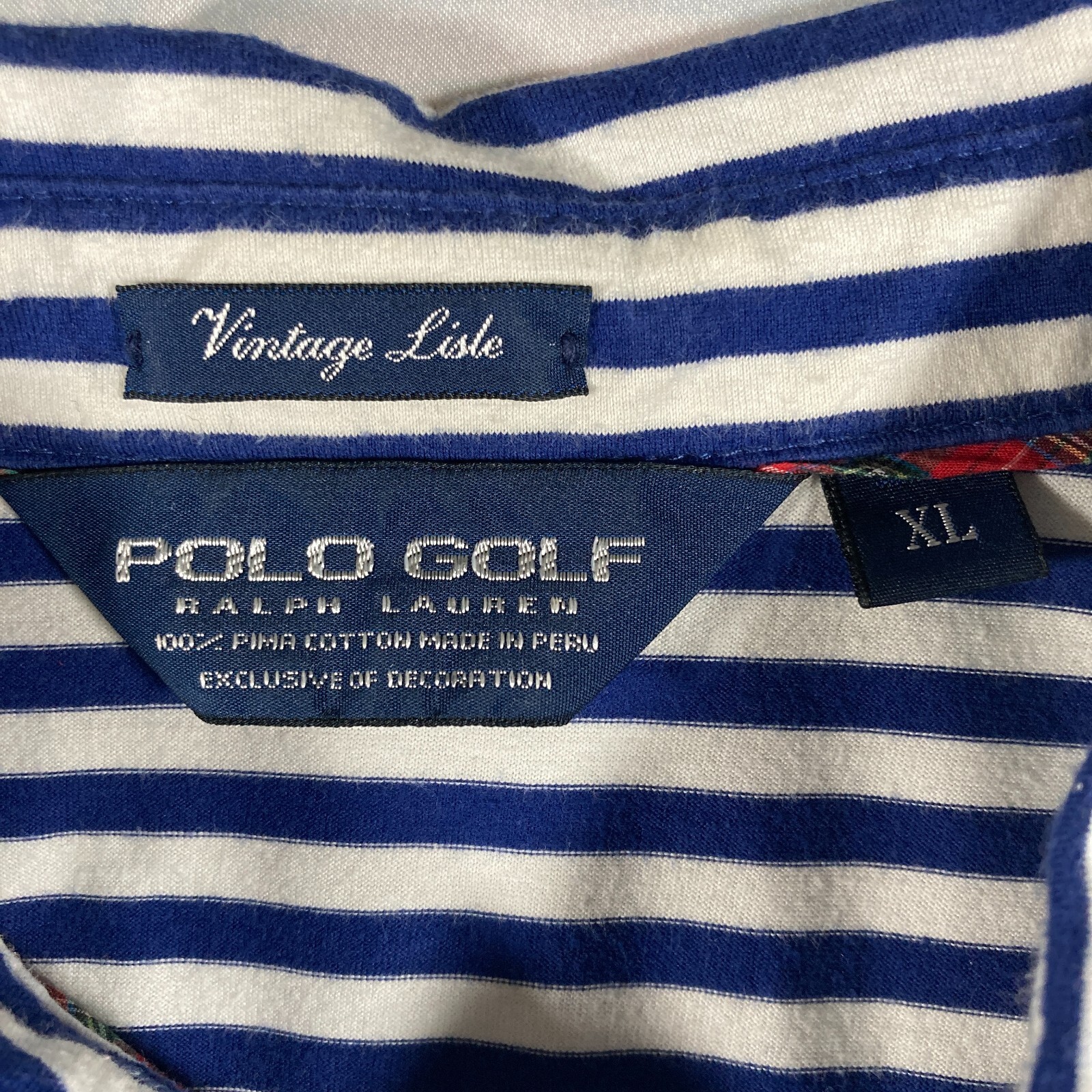 Polo Ralph Lauren Mens White Blue Striped Short Sleeve Merion Golf Club