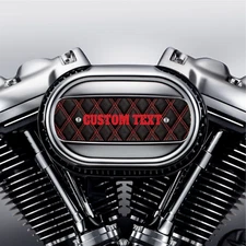 Custom Text Red Stitch Leather Design Air Cleaner Insert Replaces Harley Insert