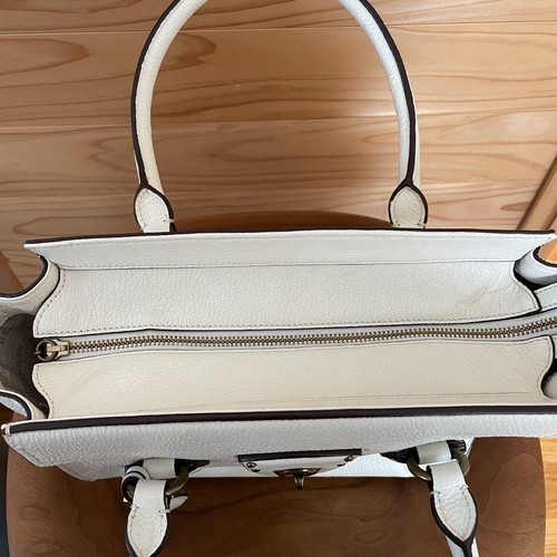 Lauren Ralph Lauren Ricky 2Way Shoulder Bag Handbag White Leather Turn Lock - Picture 4 of 12