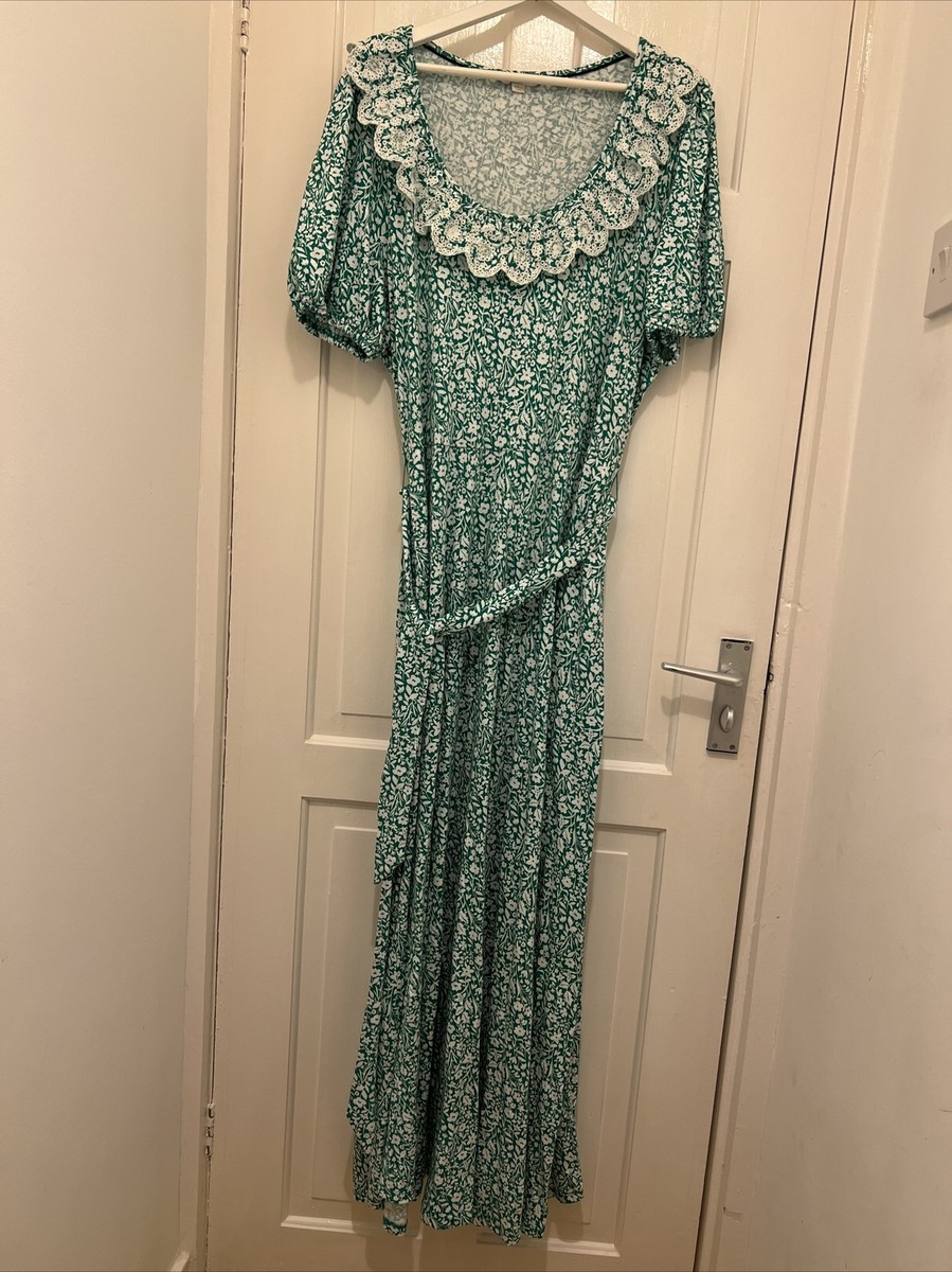 boden trim detail jersey dress Rich Emerald Wildflower Sprig Size UK22 Long TALL GL-04.06.26