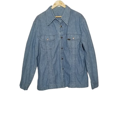 RARE 70s Lee M.R. West Cal 45 Denim Button Snap Shirt JacketSize 
