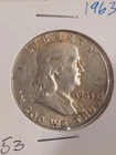 1963 Benjamin Franklin Half Dollar No Mint Mark 50 Cent Coin