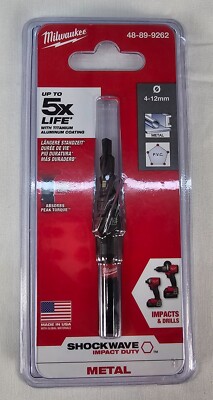Milwaukee 4 - 12mm x Hex Bit Metric HSS Step Drill Bit SHOCKWAVE Impact Duty