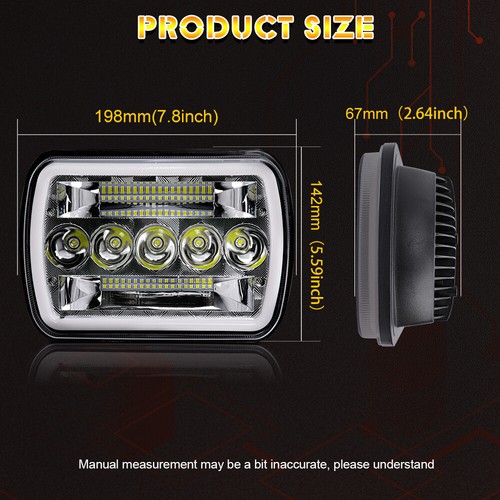 PAIR 7X6 5X7" Halo High Low Beam DRL LED Headlight Bulb Clear Sealed H4 HID - Foto 4 di 10