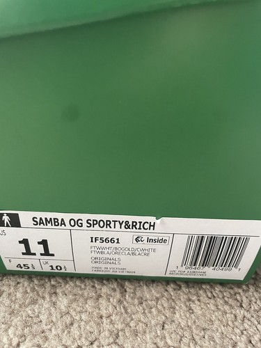 Sneaker Adidas Sporty & Rich x Samba OG bianche audaci oro IF5661 nuove taglia 11 - Foto 8 di 8