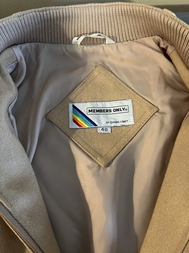 Vintage Members Only Mens Size 40 Wool Full Zip Bomber Jacket Camel Brown - Picture 7 of 12