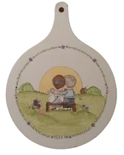 Richmond Cedar Works Hand Painted Vintage Feb 1960 Round Tile Solid Wood Trivet