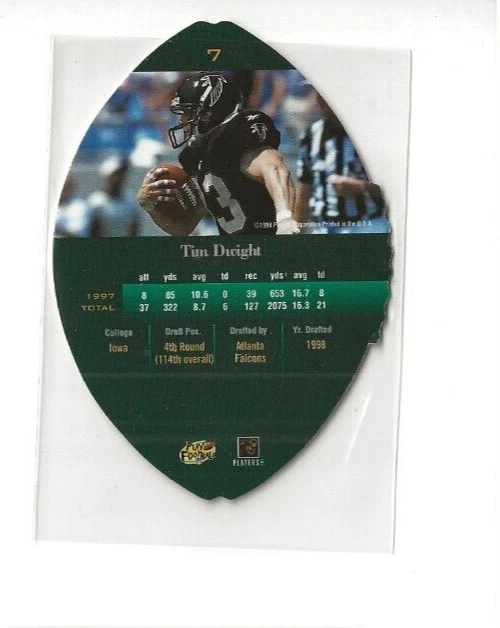 1998 Playoff Contenders Leather Footballs Silver Tim Dwight #7 Rookie RC - Image 2 of 2