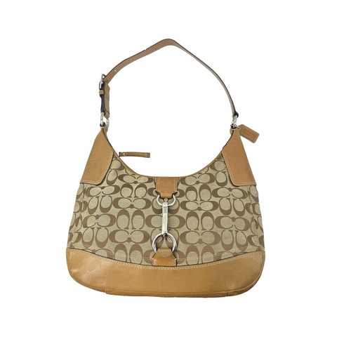 Old COACH 6351 Black Shoulder Hobo Bag Signature Canvas Leather