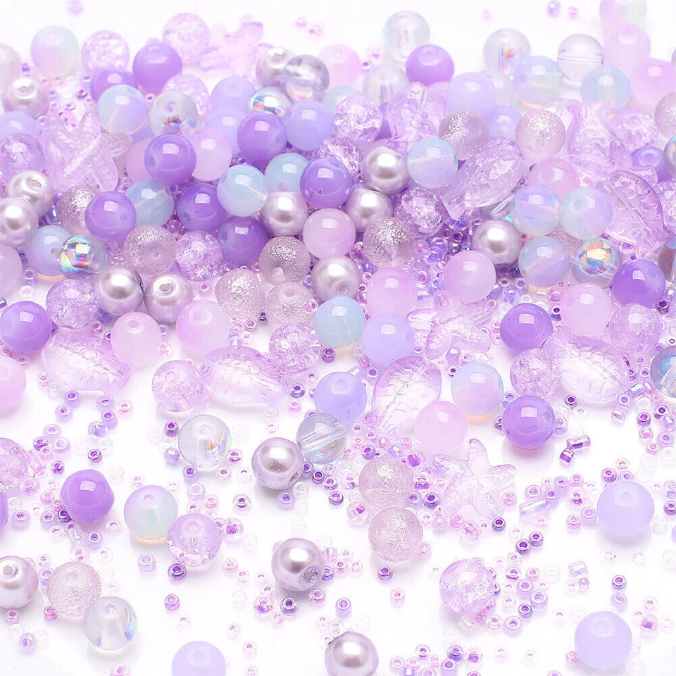 Hochwertig DIY Schmuck Basteln Set Glasperlen MIX 8mm/4mm/2mm Pink Barbie Perlen - Bild 4 von 4