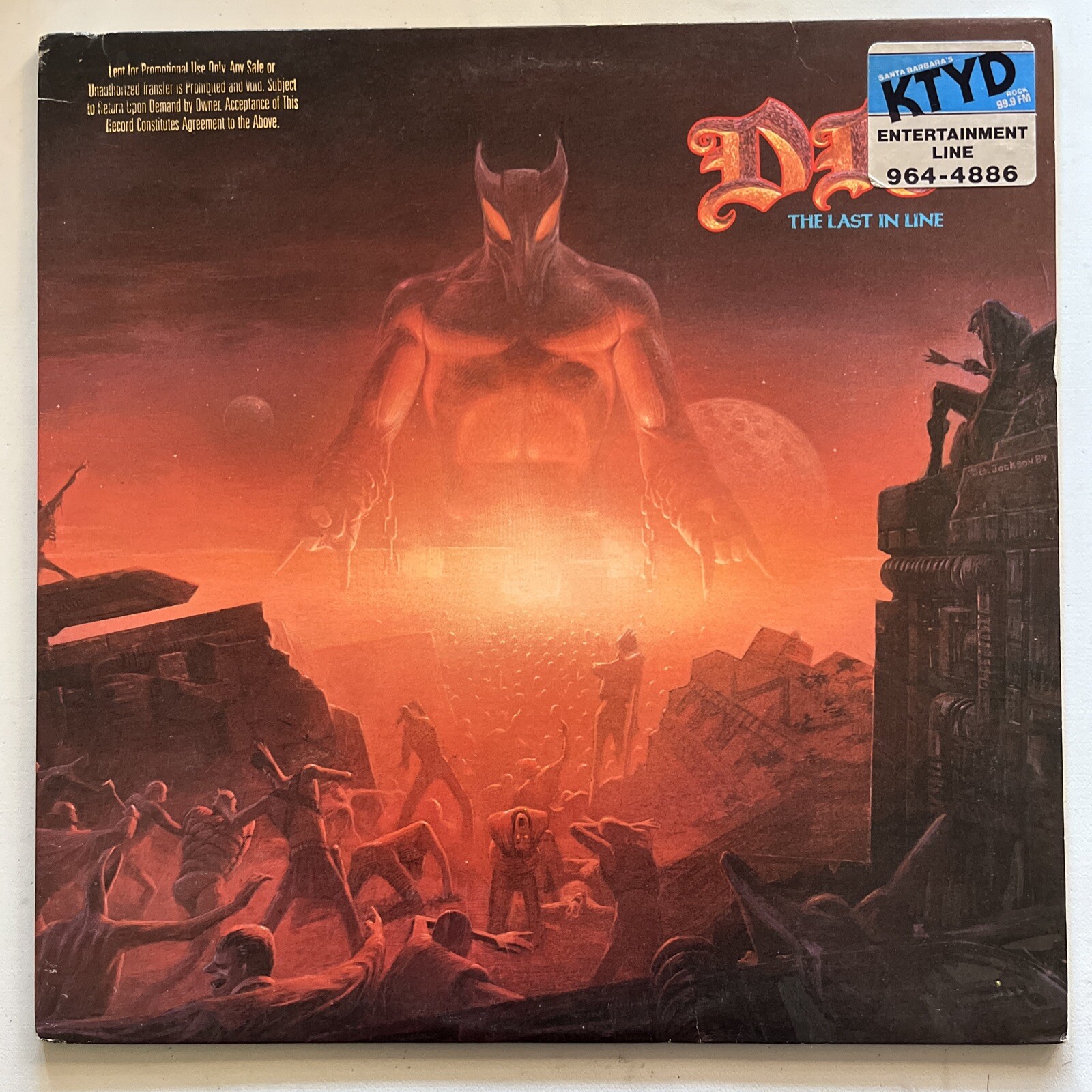 DIO The Last in Line 1984 US Original White Label Gold Stamp Promo LP