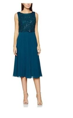 Jacques Vert Floating Bodice Chiffon Dress Green Size 12 SA7 AA 20