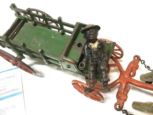 Kenton Cast Iron Toy 1930s Horse Drawn Open Wagon Carriage Rare Japanese Driver - Picture 4 of 11