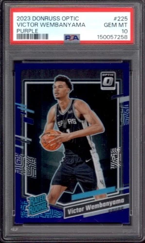 VICTOR WEMBANYAMA 2023-24 Donruss Optic #225 PSA 10 Purple Holo Rated Rookie RC