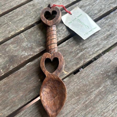 Welsh “Love Spoon” Heart Handmade Wales Hand Carved Wood Bryn Asaph 6”