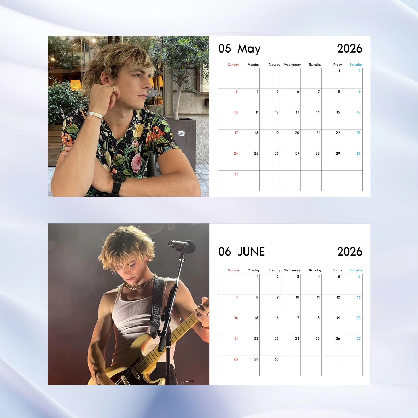 Ross Lynch 2026 Calendar, Pop Star Wall Calendar, Celebrity Gift for Fans