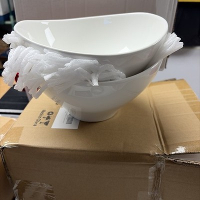 DOWAN 26 OZ Slanted Salad Bowls of 2 Packs - 9.5'' Angled Serving Bowls for Salad