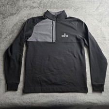 Footjoy Pique Sport Mid Layer 1/4 Zip Sweater Jacket Mens Small Black Gray Golf