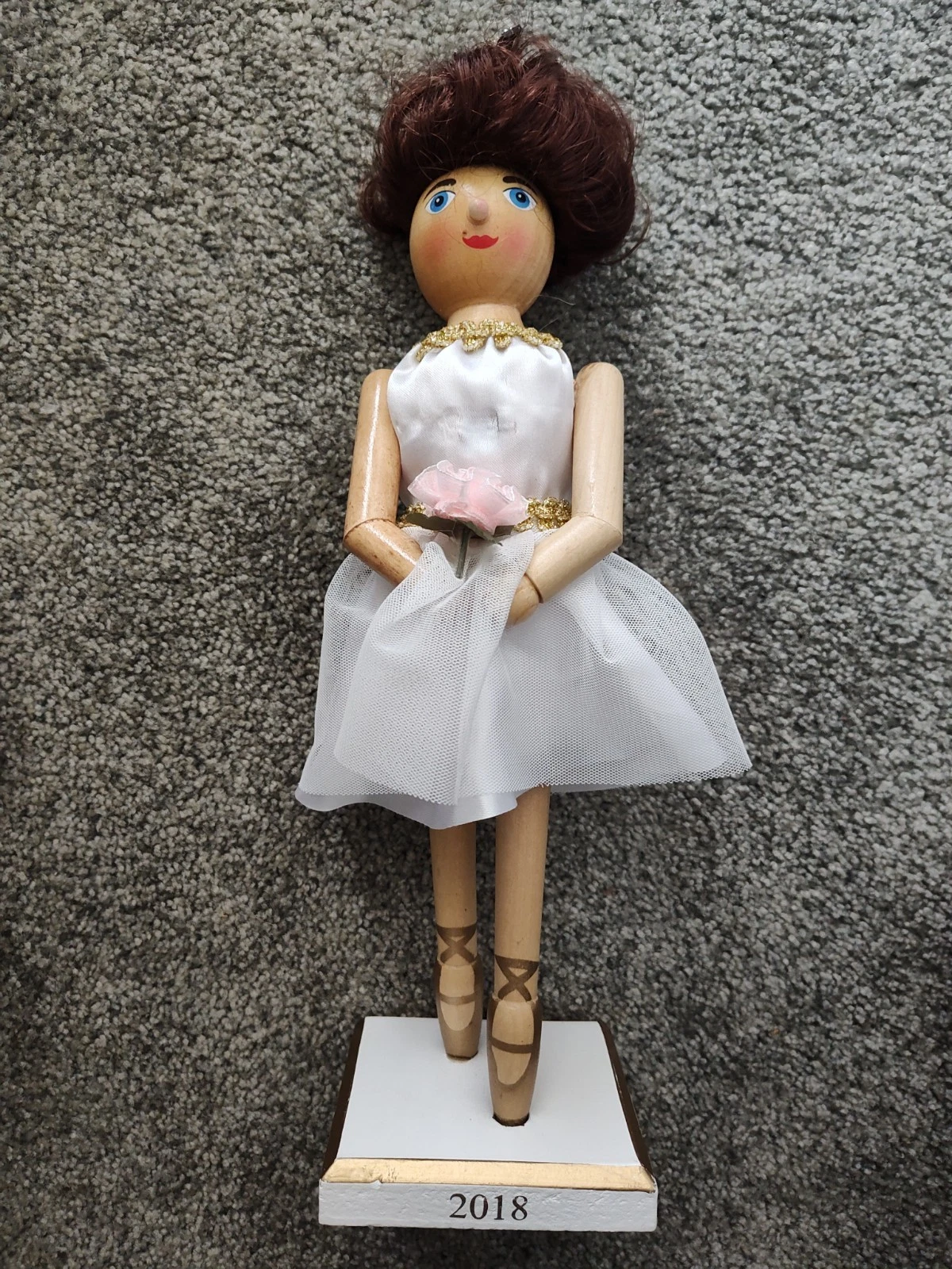 Nutcracker Clara Ballerina in White Tutu 15" Tall 2018 Wooden.