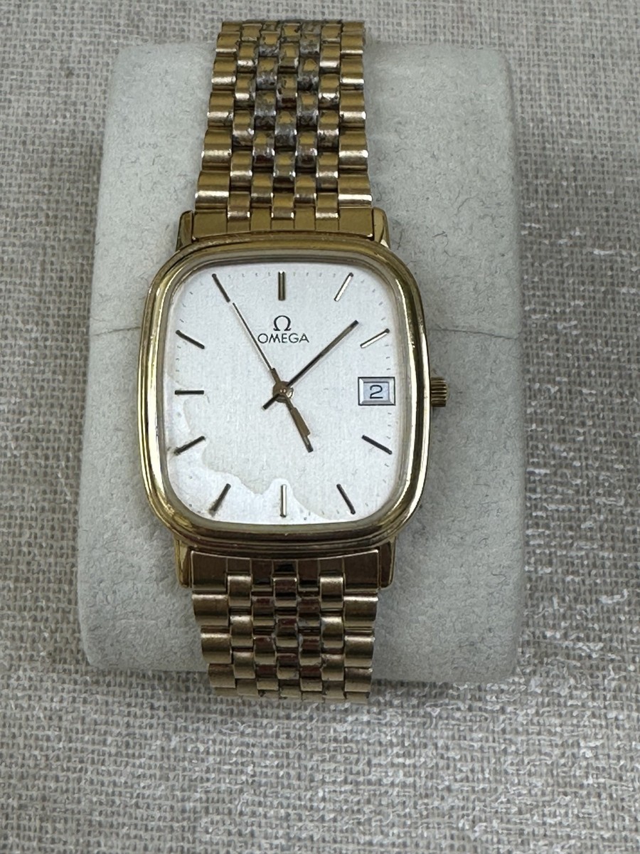 Vintage OMEGA Seamaster Cal.1430 Quartz Gold Dial Date Tank