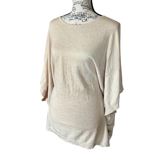 J.McLaughlin Size OS Beige Cotton Cashmere Blend Sweater Cape Poncho - Picture 4 of 6