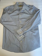Eddie Bauer Wrinkle Resistant Dress Shirt Mens Small BlueWhite Striped Button Up
