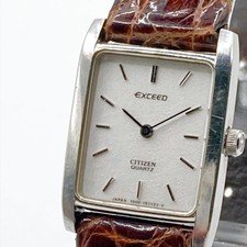 CITIZEN EXCEED Quartz 4 106326 Square Watch Brown Band