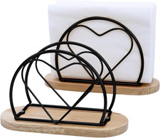 2er Serviettenhalter Set aus Metall und Holz für Küche, Restaurant, Party