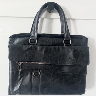 Jeep Buluo Leather Laptop Messenger Bag Briefcase Black 15''x11 No Strap