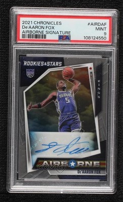 2021 Panini Chronicles Airborne Signatures 44/99 De'Aaron Fox #AIR-DAF Auto v9t