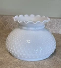 Vintage Hobnail Milk Glass Ruffled Student Lamp Shade 7" Fitter 5.75” Tall
