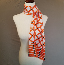 Vintage Scarf Women Rectangle Baar  Beards Japan Geometric Orange 13 x 43