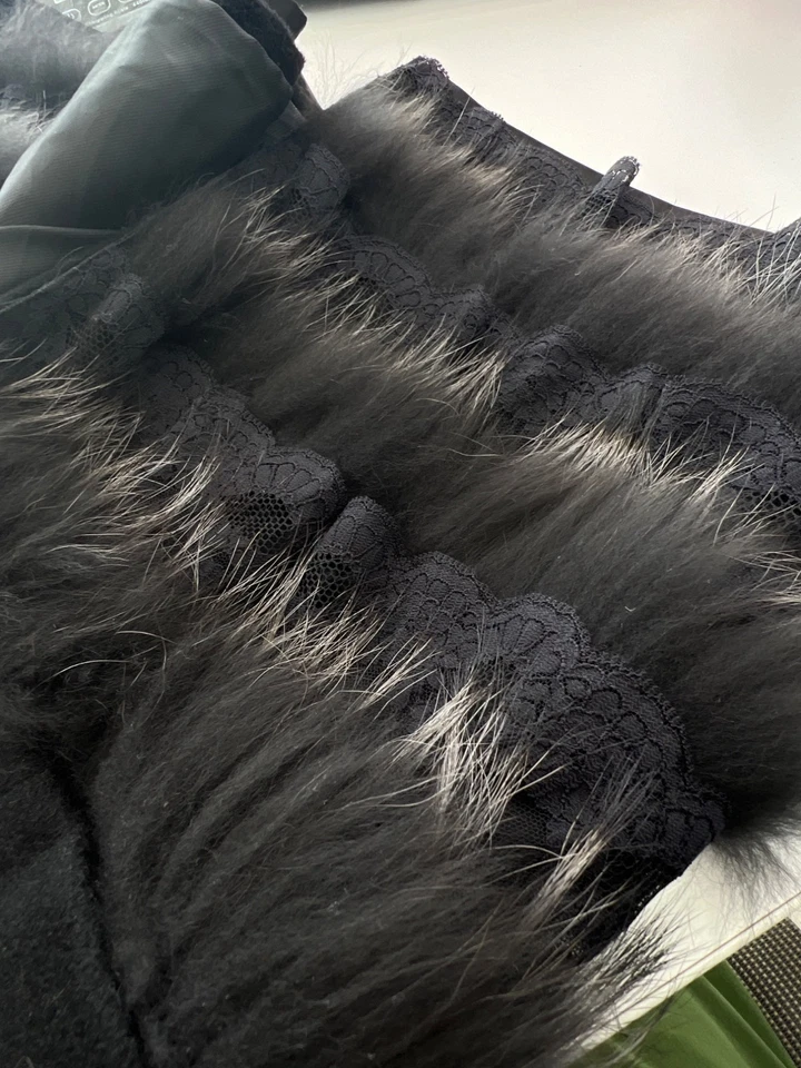 Vestido Chaleco Yar An Lee Cinturón Talla 13 Encaje Imitación Piel Dobladillo Flecos Negro Moda NUEVO Foto 4 de 4