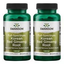 Swanson Full-Spectrum Korean Red Ginseng Root 400 90 Count Pack of 2 