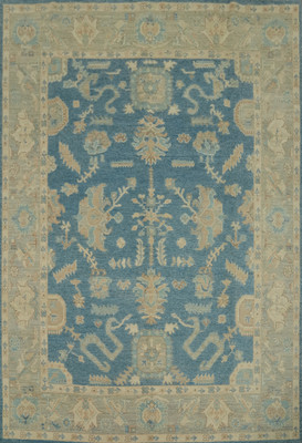 Vegetable Dye All-Over Pattern Oushak Wool Handmade Rug 8x10 ft Turkish Carpet