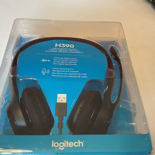 Logitech H390 Wired USB On-Ear Stereo Headphones with Mic Black PC Laptop - Picture 2 of 5