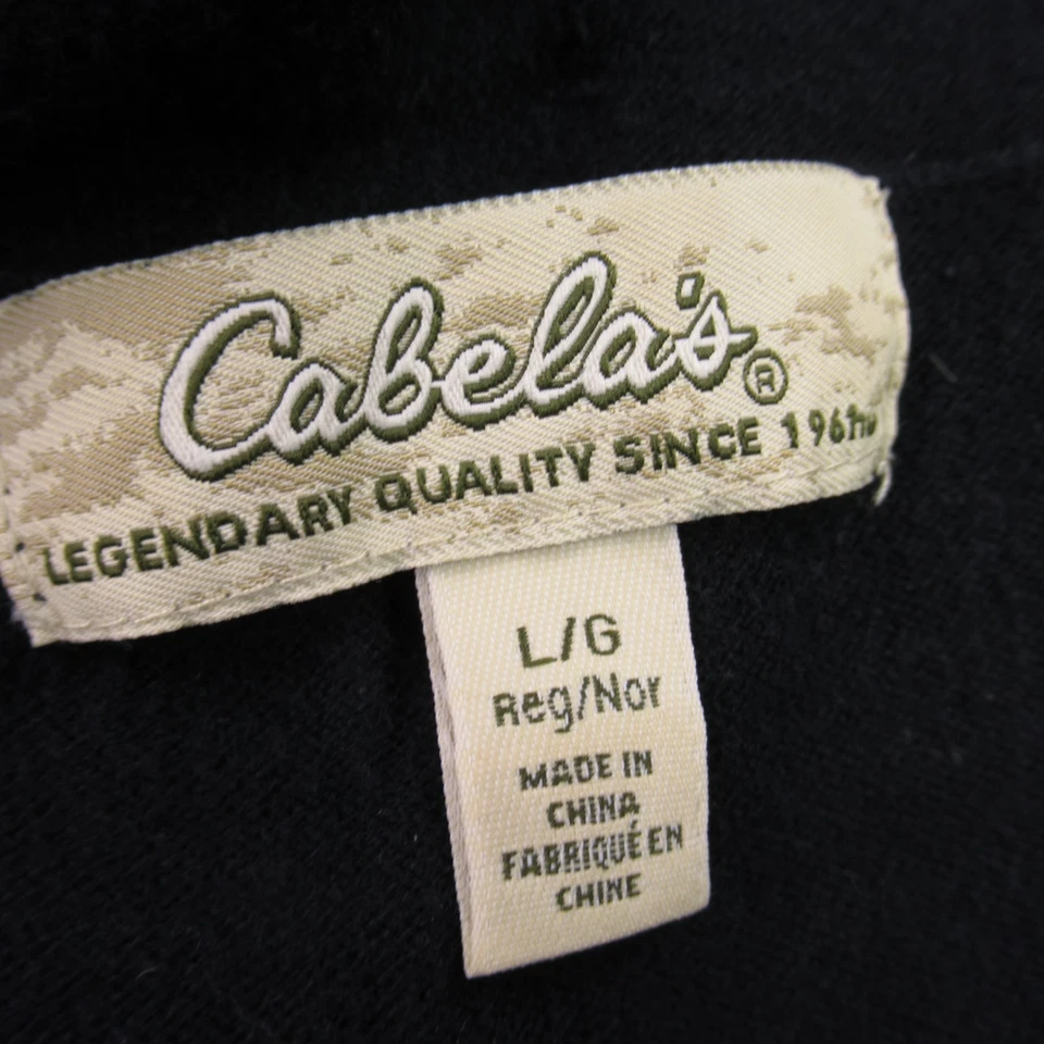 Camisa Cabelas Mujer Grande Manga Larga Cuello en V Negra Exterior Pullover Informal Foto 3 de 4