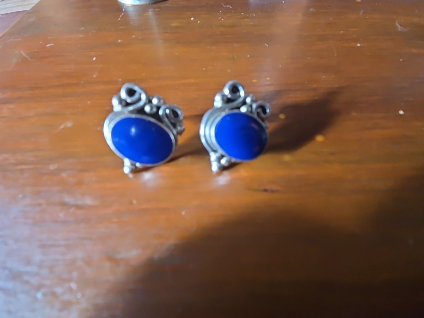 Lapis and Sterling Silver Oval Post Earrings - image 10