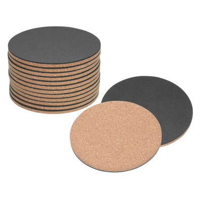 12pcs Cork and Leather Coaster for Cold Drinks Wine Glass Cup Mug Black