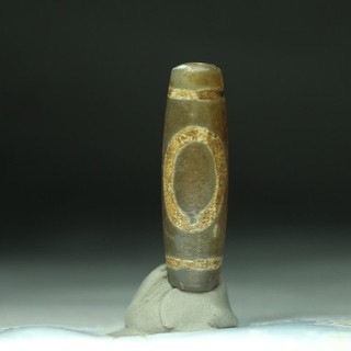 Tibetan Old Dzi Agate Bead "Heaven & Earth" Amulet Pendant from Tibet 44530