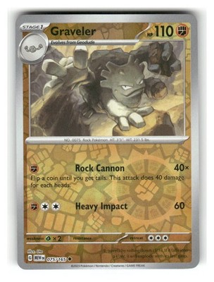 Graveler 075/165 Uncommon 151 Pokemon Reverse Holo Near Mint