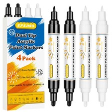 SFSASO Acrylic Paint Marker Pens - 4 1 Count Pack of 4 , 2 Black/ 2 White