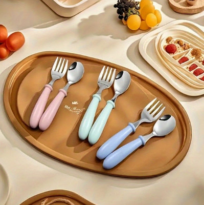 2 Pcs Toddler Utensils Toddler Forks And Spoons Stainless Steel Toddler Silver
