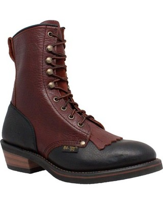 Women's Adtec 8'' Packer Lace Up 2-tone Boots Black/Cherry Brown #2179 - Size 9.5