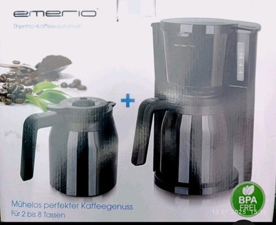 1x EMERIO Kaffeemaschine 2x 1L Thermokannen 900W Ohne PapierFilter