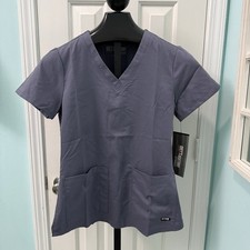 NWT Grey's Anatomy Women's Size Small Pocket V-neck Granite Gray Scrub Top