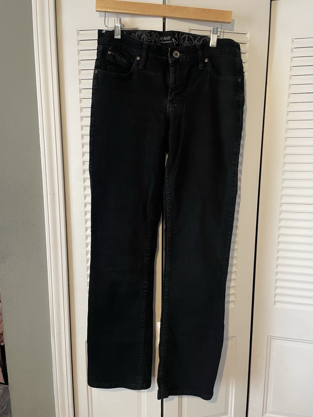 Women Black Dark Wash Denim Button Zip Pockets