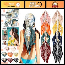 8 Pcs Silk Bandana Scarves 27.5" Square Satin Hair Wraps for Women - Neck Slee