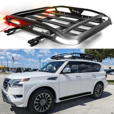 For Nissan Frontier Roof Rack Top Cargo Carrier Basket W/ Led Lights + Crossbar